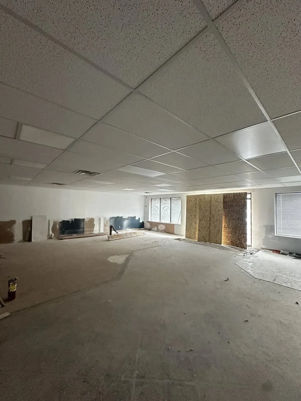 Commercial T-bar ceiling installation