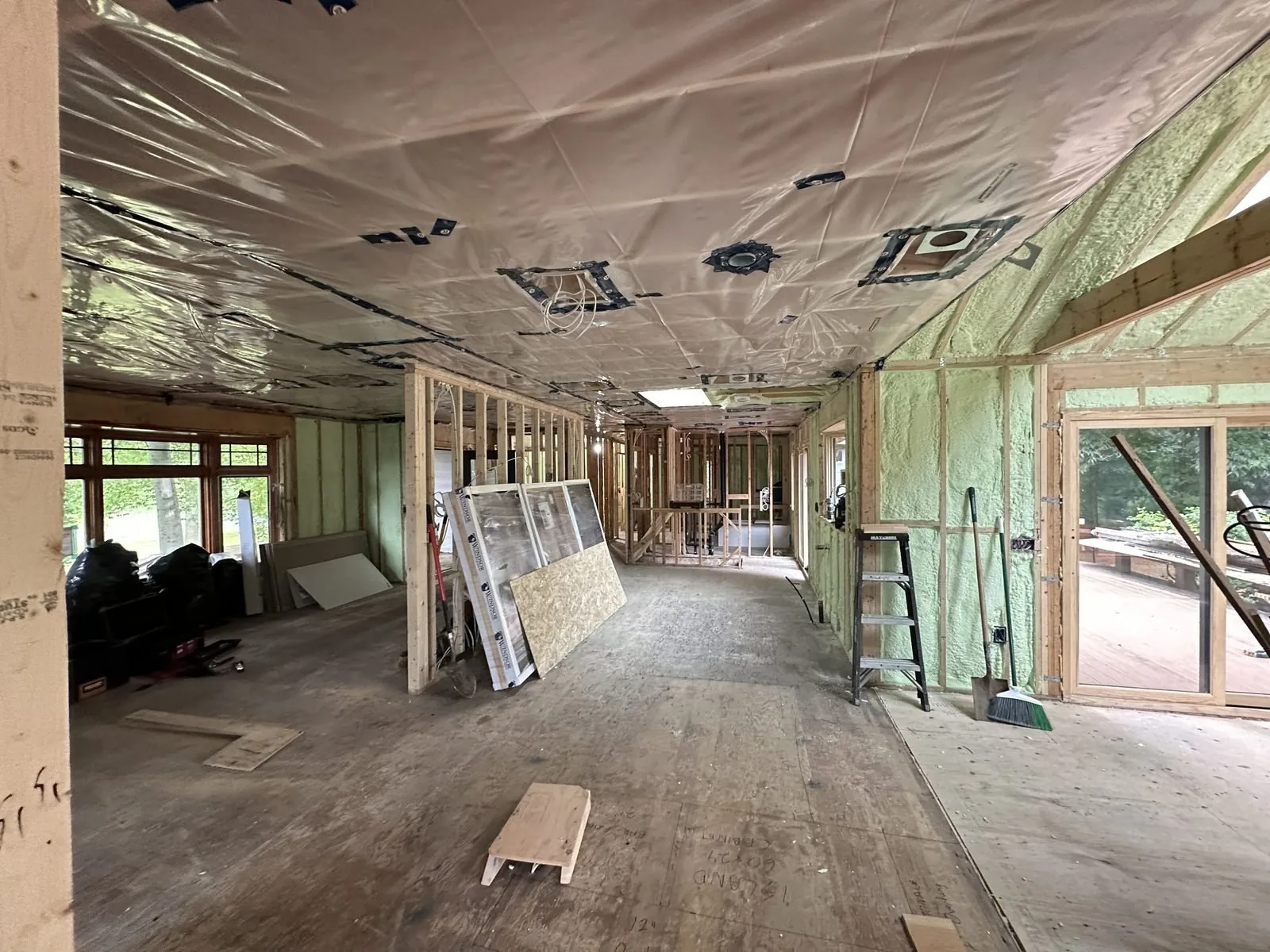 Spray foam vaulted ceiling application
