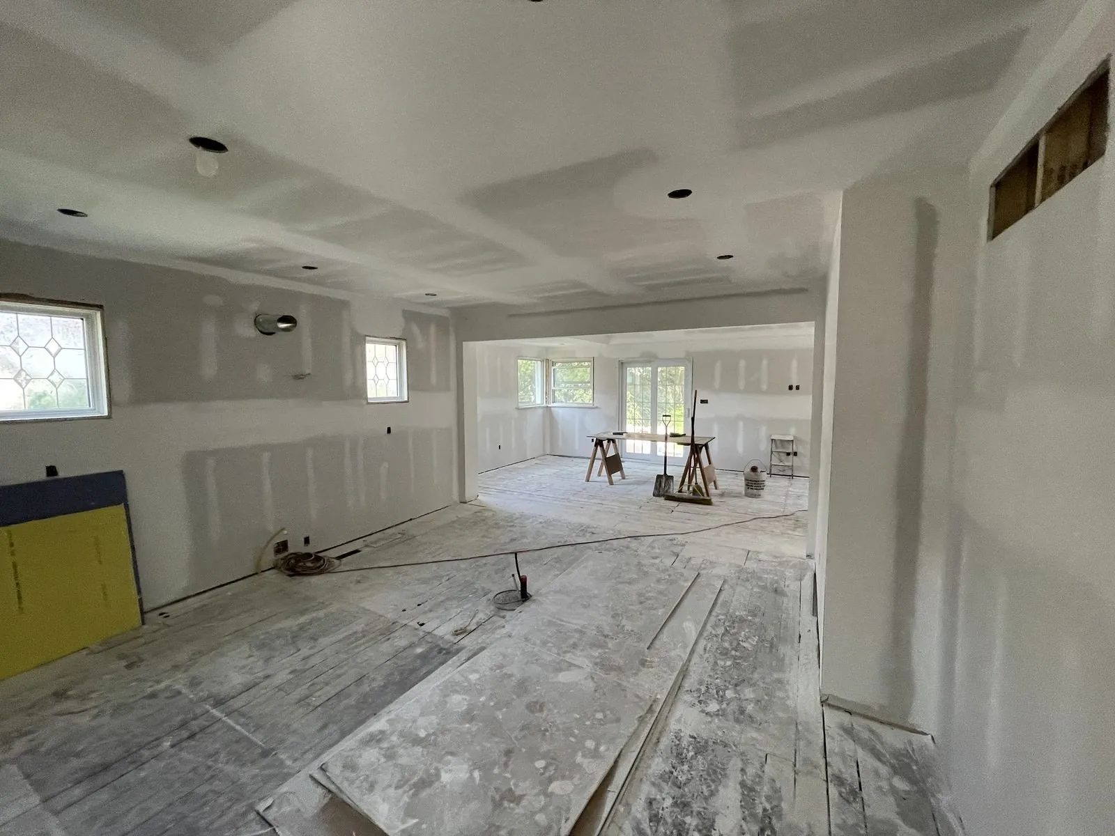 T-bar ceiling installation progress