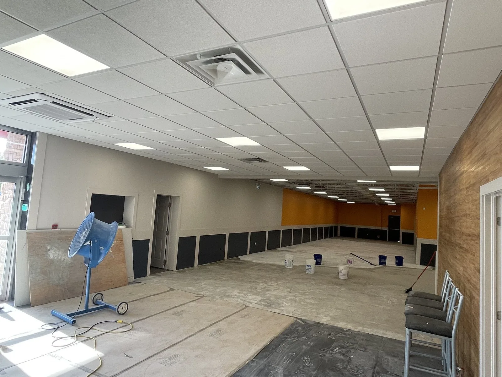 Commercial T-bar ceiling painting renovation Halton
